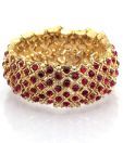 Addons Gold Polished Red Stone Cuff