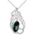 Addons Green Stone Studded Leaf Shaped Pendant