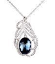 Addons Blue Stone Studded Leaf Shaped Pendant