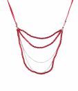 Addons Red Beaded Multi Strand Necklace