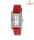Horo Red Leather Strap Watch
