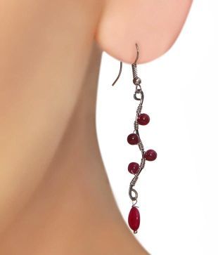 Isabella Red Waterfall Earring Set