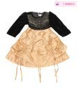 Isabelle Black & Golden Yellow Beaded Frock For Kids