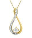 Mi Pearls Classy Curvaceous Diamond & Gold Pendant