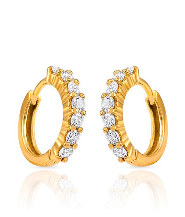 Mahi Gold Plated Hoop Earrings of brass alloy with CZ For Women ...