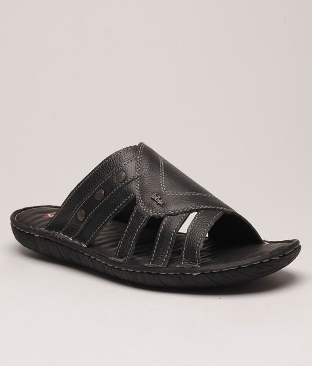 Lee Cooper Black Leather Slide Slippers Price in India- Buy Lee Cooper Black Leather Slide 