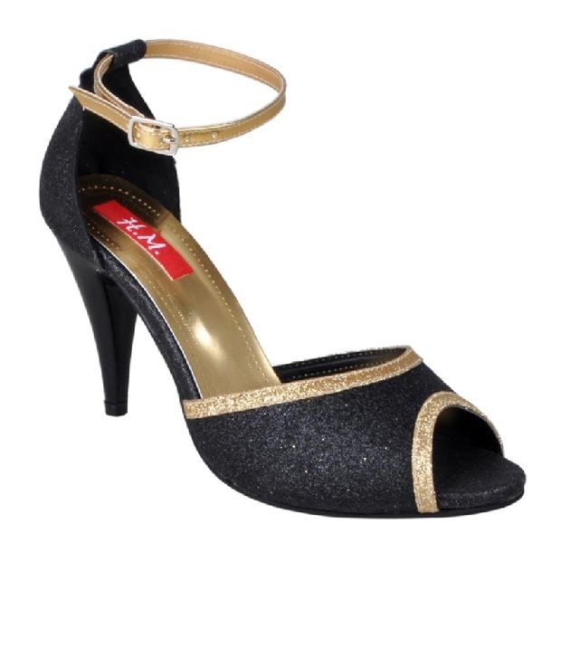 black pencil heel sandals