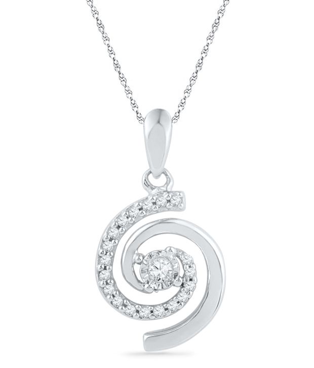 Caratlane Corona 92.5 Silver Certified, Real Diamond Pendant Buy Caratlane Corona 92.5 Silver