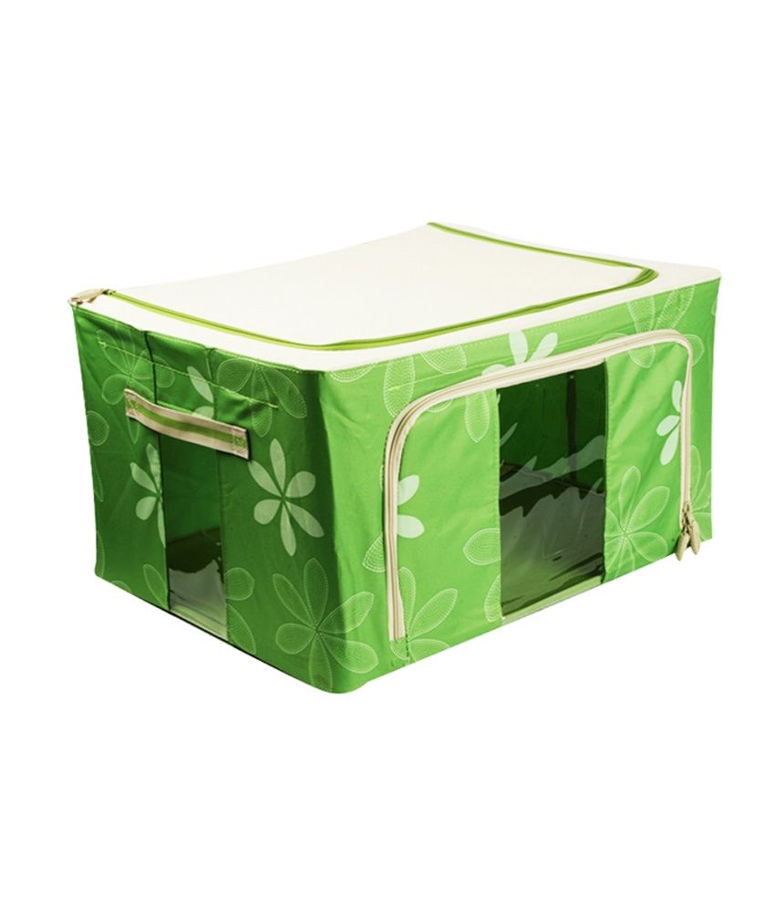 UberLyfe Foldable Cloth Storage Box with Steel Frames (Green, 66L