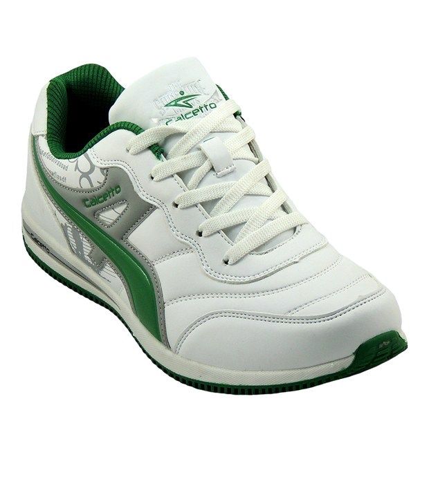 Buy Calcetto White &amp; Green Sport Shoes for Men