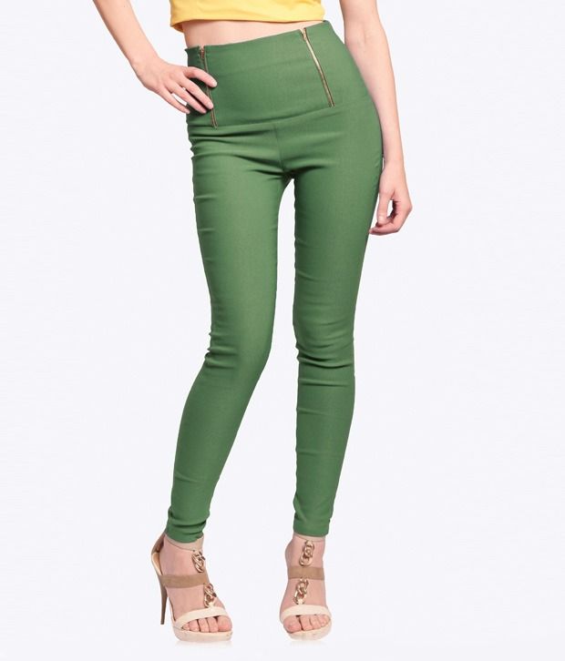 green jeggings womens