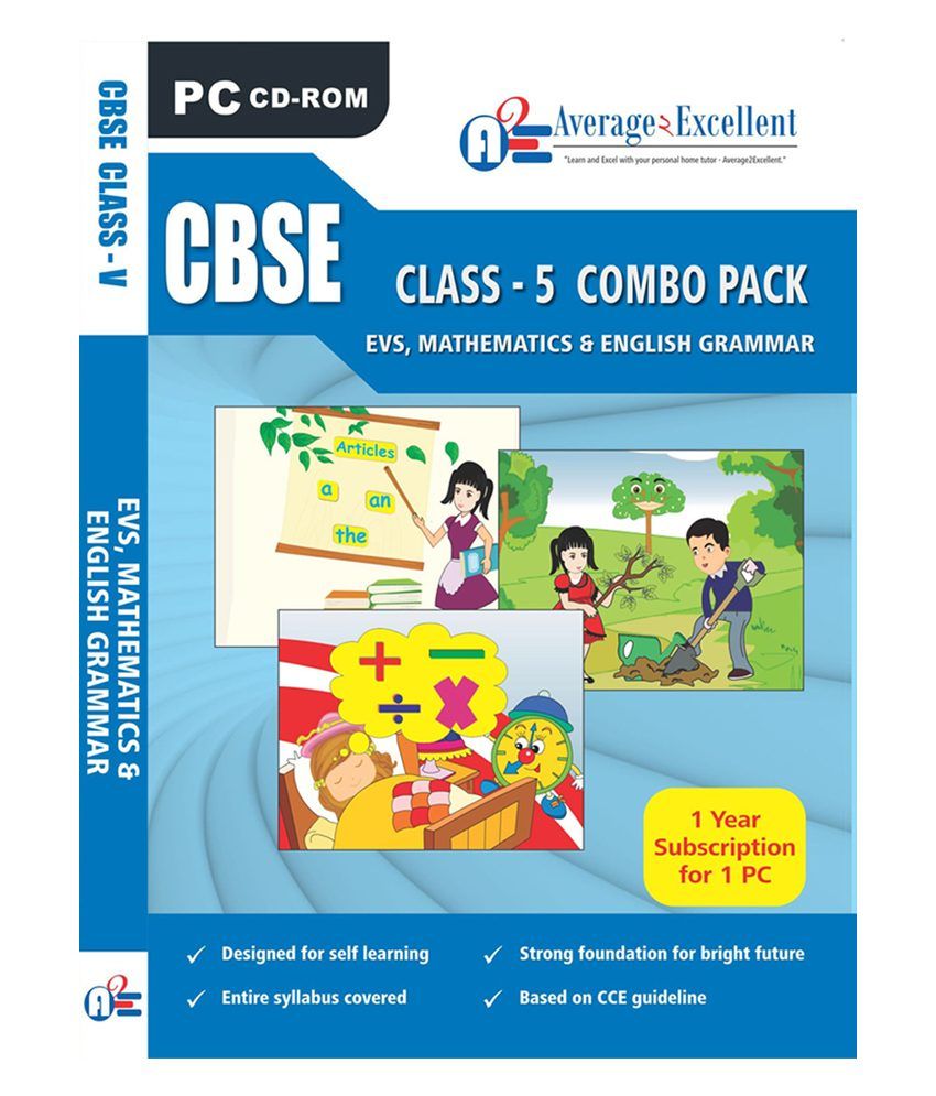 CBSE Class 5 Evs,Mathematics, English Grammar Educational Cd Roms by Average2Excellent Buy CBSE