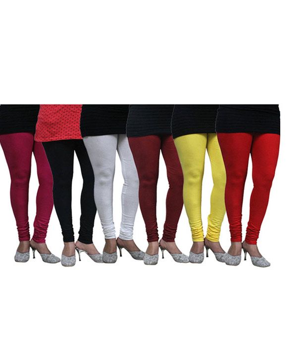 Famaya Multi Color Cotton Leggings Combo Of 6 Price in India Buy