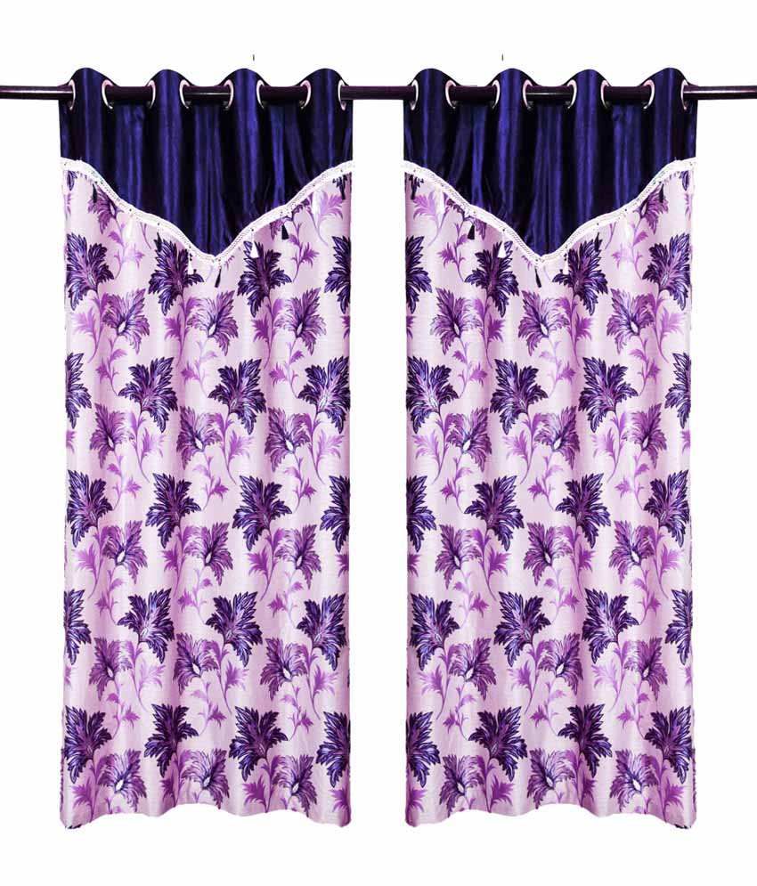 Blooming Bud Window Curtain Blue With Flap 2 Pcs Set(48 X 60 Inches)