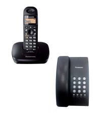 Panasonic Kx-Tg3411Sx Cordless Landline Phone (Black) With Free Panasonic Kx-Ts400Sx Landline Phone (Black)