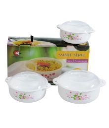 Crown Craft Smart Serve Pink Floral Casseroles (set Of 3)