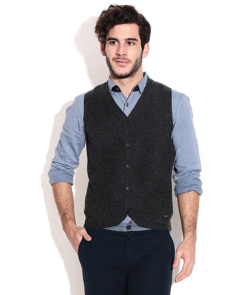 Of Benetton Gray Lambs Wool Cardigan  Buy United Colors Of Benetton 