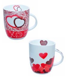 Clay Craft  Special 250 Ml Heart Print Mug - 2 Piece