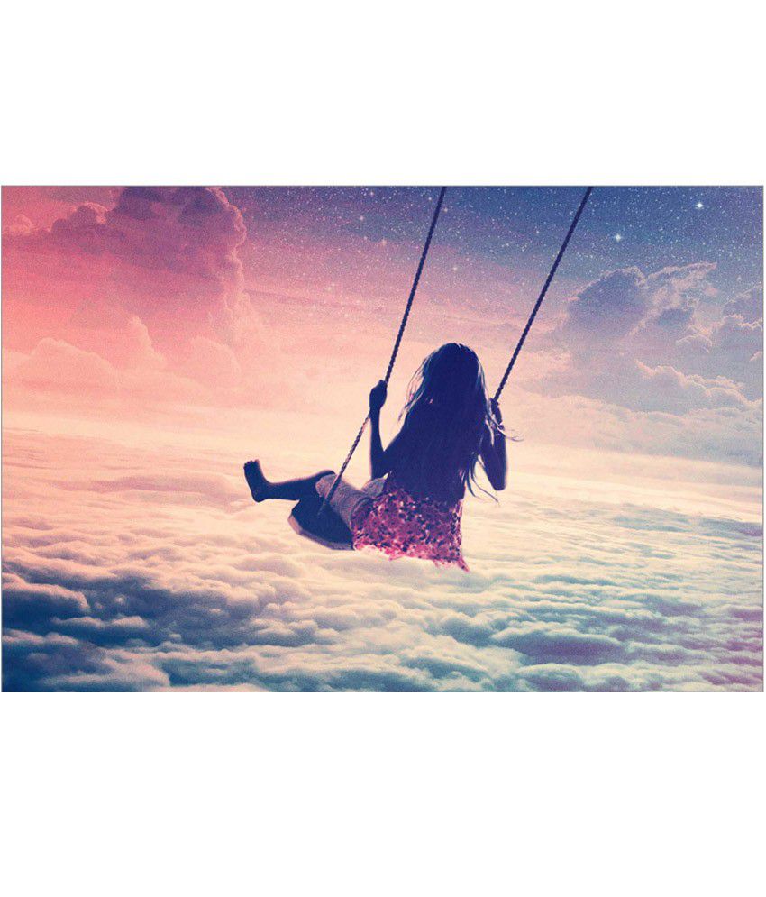 Amy Girl Swinging On A Swing In Heaven With Multicolour Sky Poster Buy