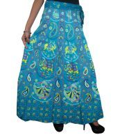 India Trendzs Blue Cotton Printed Women's Wrap Skirt