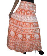India Trendzs Orange Cotton Printed Women's Wrap Skirt