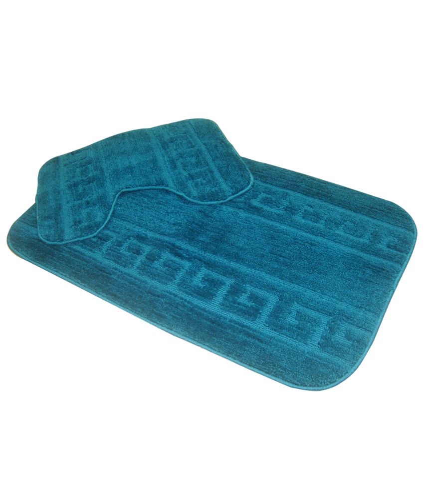 Krishna Carpets Teal Bath Mat Set 2 Pcs Buy Krishna Carpets Teal Bath Mat Set 2 Pcs Online