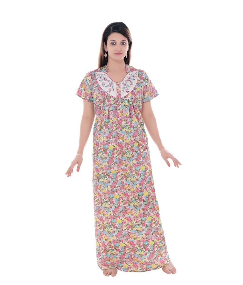 Buy Mint Pink Cotton Nighty Online At Best Prices In India Snapdeal