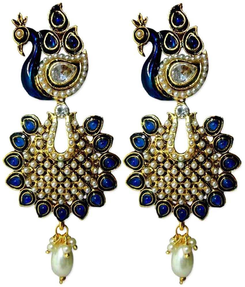 v fashion jewelry mayur blue alloy hanging dangle earrings v fashion jewelry mayur blue alloy hanging dangle earrings