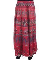 India Trendzs Red Cotton Printed Long Skirt