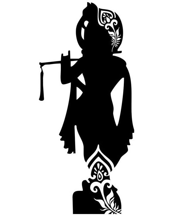 Studio Briana Black Standing Krishna With Flute Silhouette Wall Decal