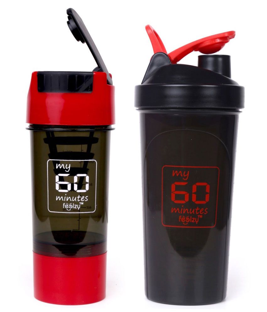 Foolzy My 60 Minutes Workout Gym Shaker Bottle Cup 700ml + 500ml Pack