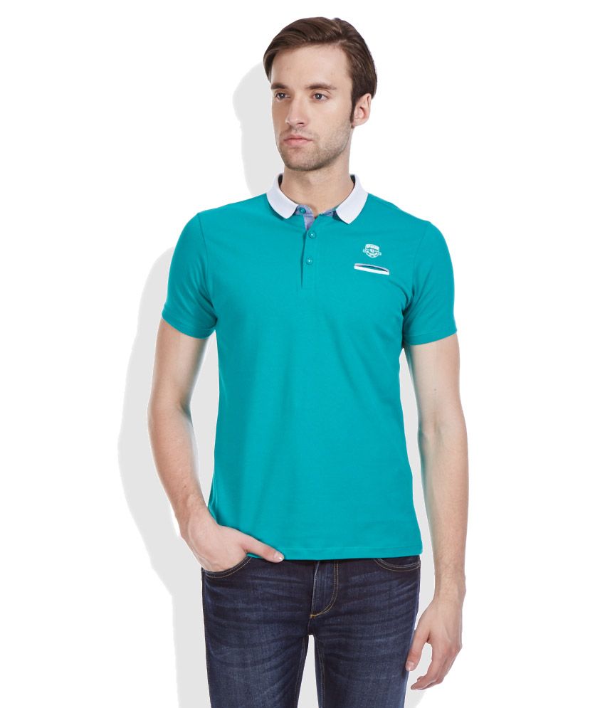 Spykar Turquoise Polos Neack T Shirt - Buy Spykar Turquoise Polos Neack 