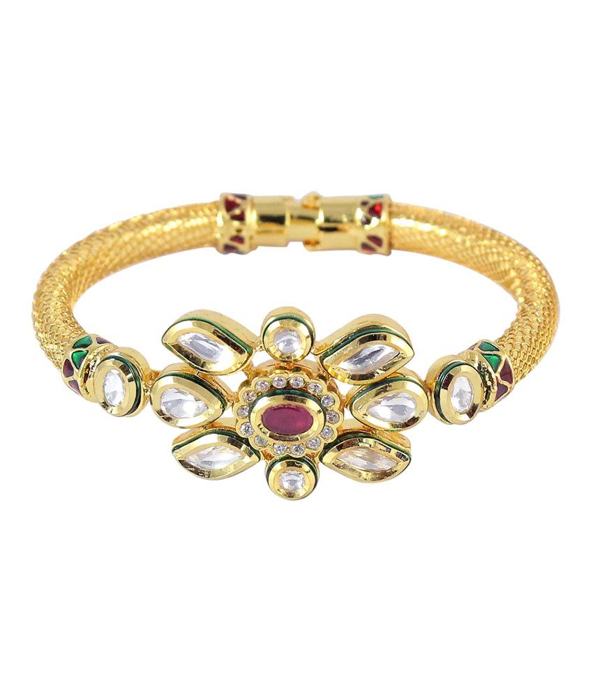 Much More Fashion Gold Plated Kundan White Bracelet Buy Much More Fashion Gold Plated Kundan