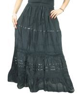 India Trendzs Black Cotton Printed Long Skirt
