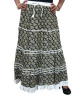 India Trendzs Black Cotton Printed Long Skirt