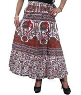 India Trendzs Brown Cotton Printed Long Skirt