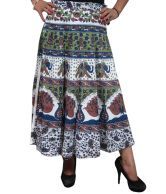 India Trendzs Green Cotton Printed Long Skirt