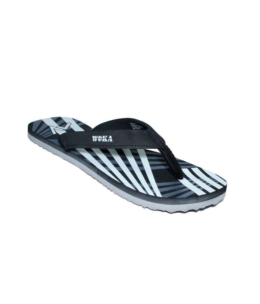 black material flip flops