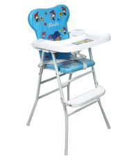 Ehomekart Blue Plastic Foldable High Chair with Tray