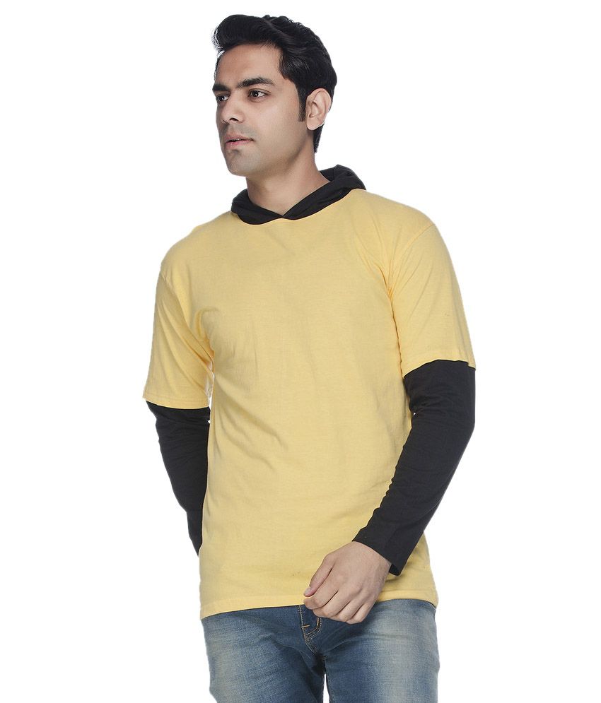 yellow hooded t shirt