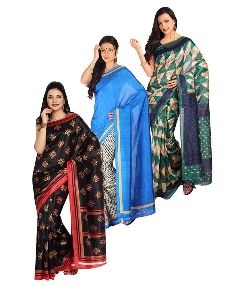 Aryahi Multicoloured Art Silk Saree Combos Price in India Buy Aryahi
