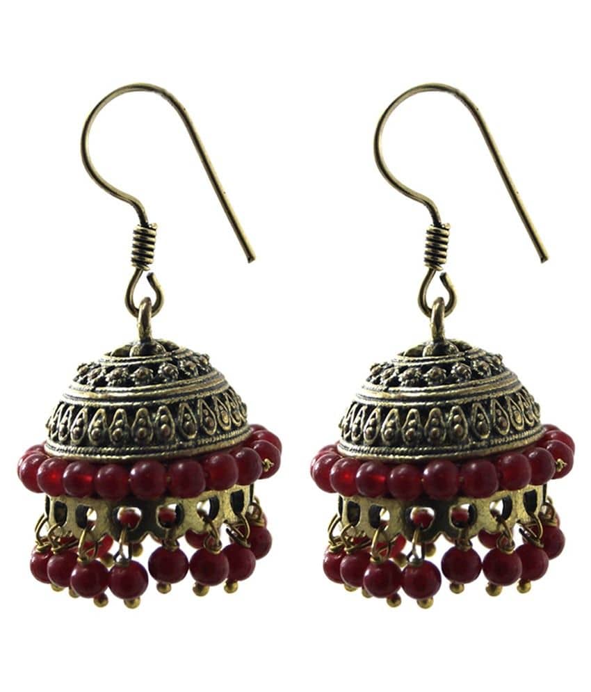 Jewelry Place German Silver Designer Jhumki Earrings: Buy ...
