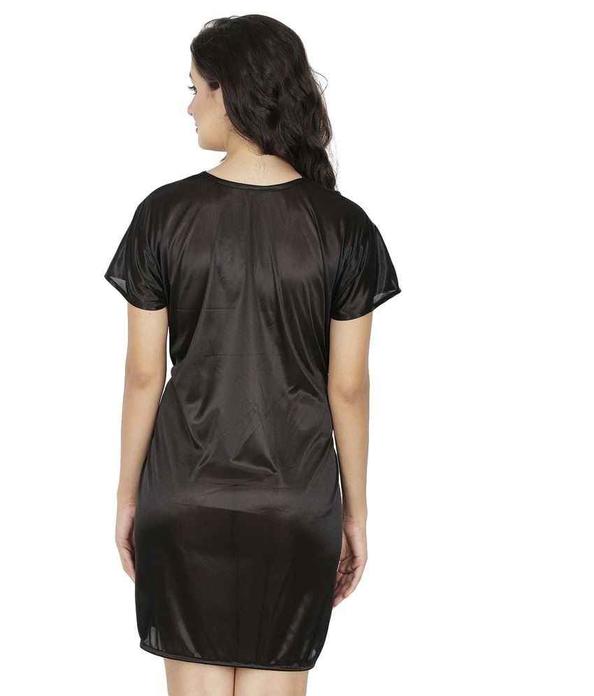 Buy Klamotten Black Satin Women S Nightwear Robes Online At Best