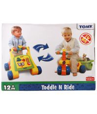 Tomy Imported Yellow & Blue Plastic Toddle N Ride On Walker