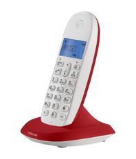 Motorola C1001LBI Cordless Landline Phone - White and Red