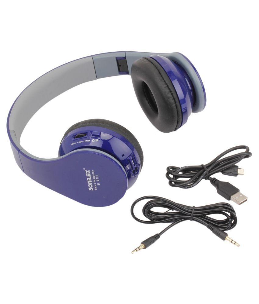 Sonilex SL-BT02 On Ear Wireless Headphone Without Mic Blue