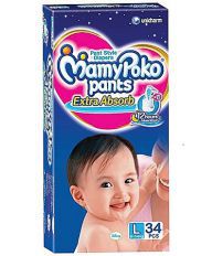 Mamy Poko Pants Extra Absorb L (9-14 Kg), 34 Pcs