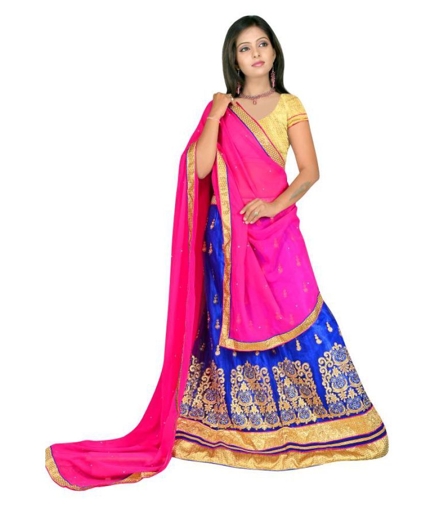 Vaibhav Laxmi Automation Blue Shantoon Unstitched Unstitched Lehenga