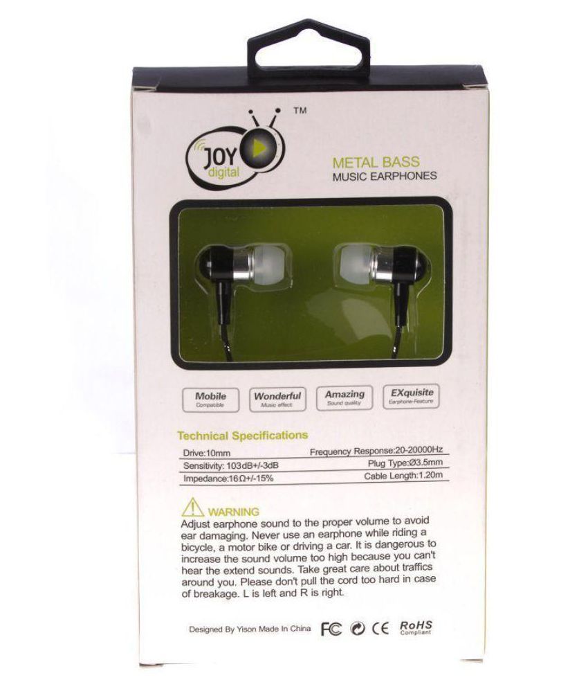 Joy Ez Black Ear Buds Wired Earphones With Mic Buy Joy Ez Black