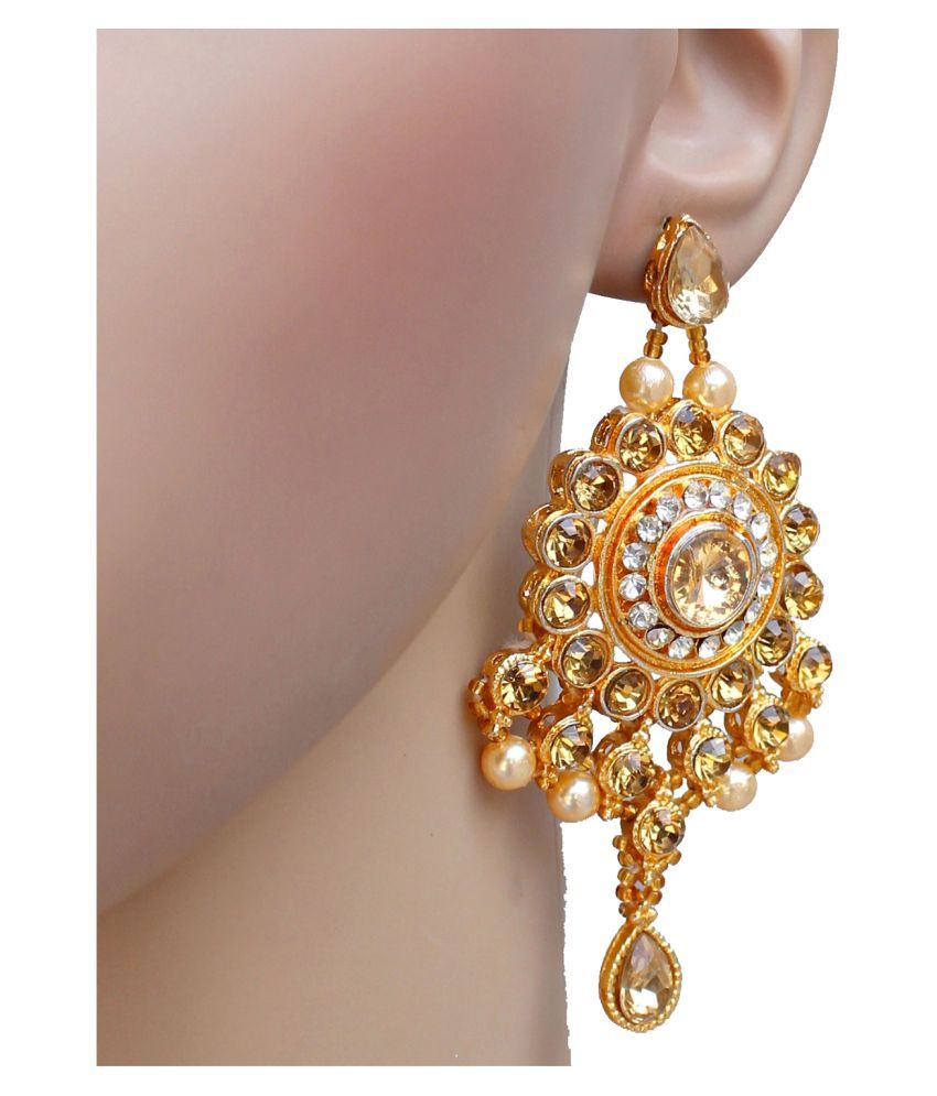 Lucky Jewellery Designer Golden Color Gold Plated Pearl And Stone